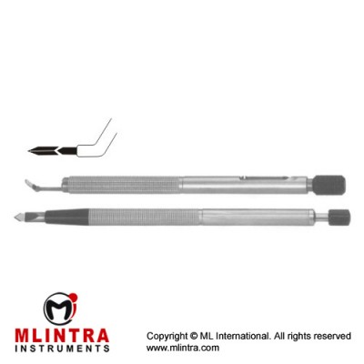 Diamond Phaco Knife Angled - Keratome Shapeds Stainless Steel, 13 cm - 5" Width 2.8 mm